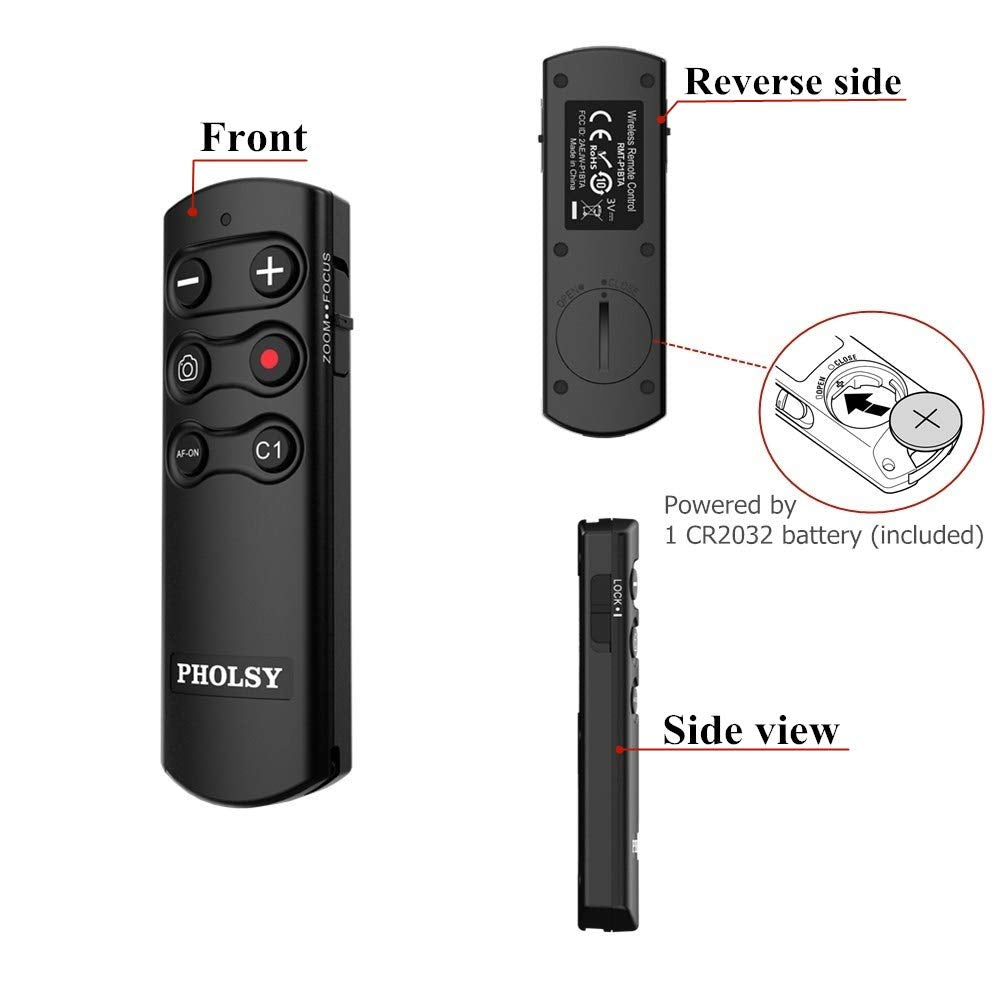 Pholsy Wireless Remote Commander For Sony Ilce-A1, A6400, A6600, A6700, A7C, A7M3, A7M4, A7Rm3, A7Rm4, A7Sm3, A9M2, Rx0M2, Rx100
