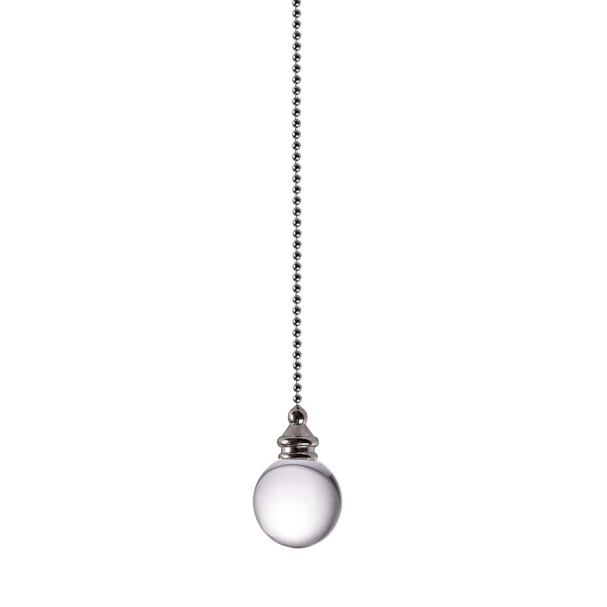 Ceiling Fan Pull Chain, 2Pcs Clear 30Mm Diameter Crystal Ball Fan Pull Chain, 20 Inches Fan Pulls Set With Connector Ceiling Fan