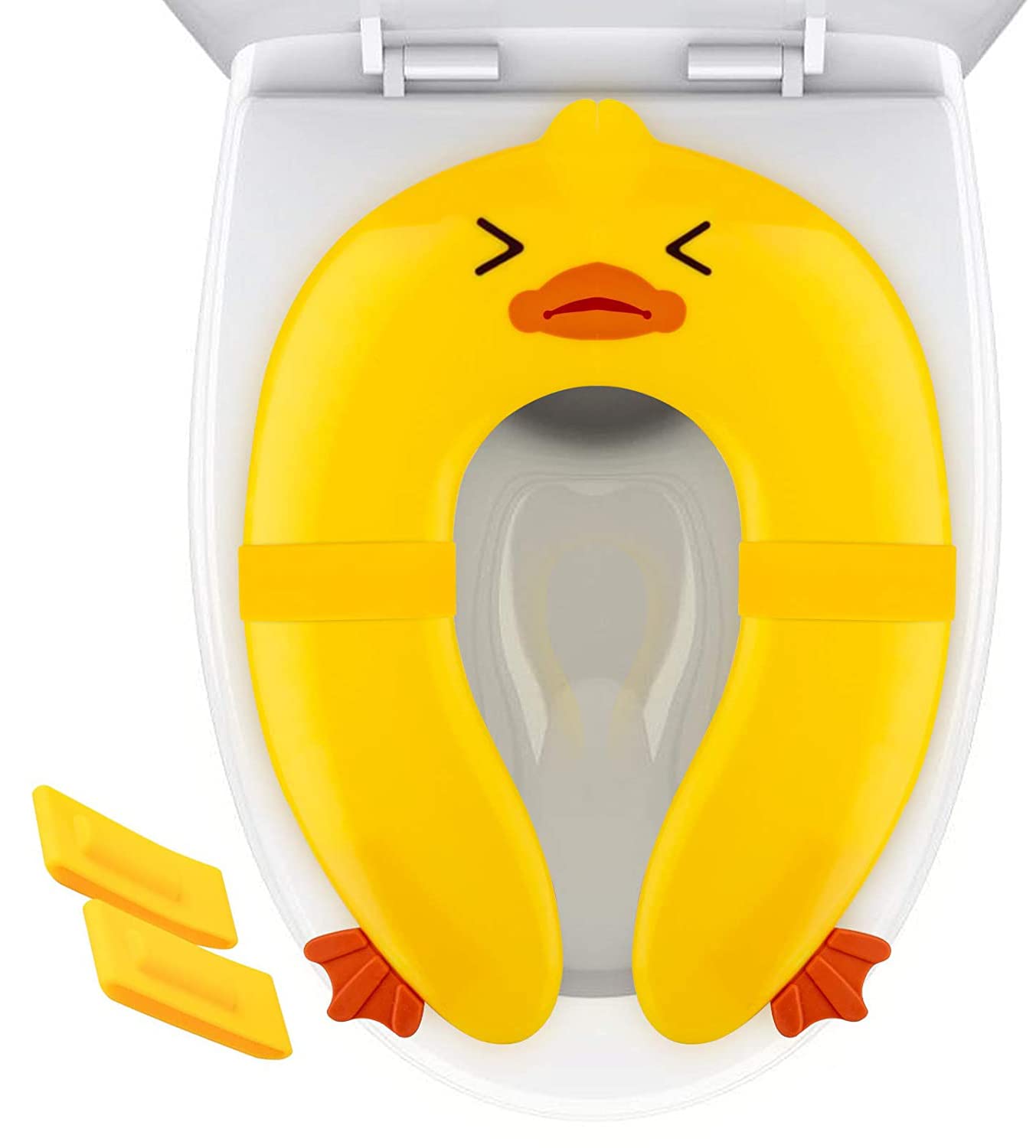 Pokanic Toilet Potty Training Seat Cover, Travel Toilet Seat, Folding Non Slip Silicone Pads, Travel Portable Reusable Kids Todd