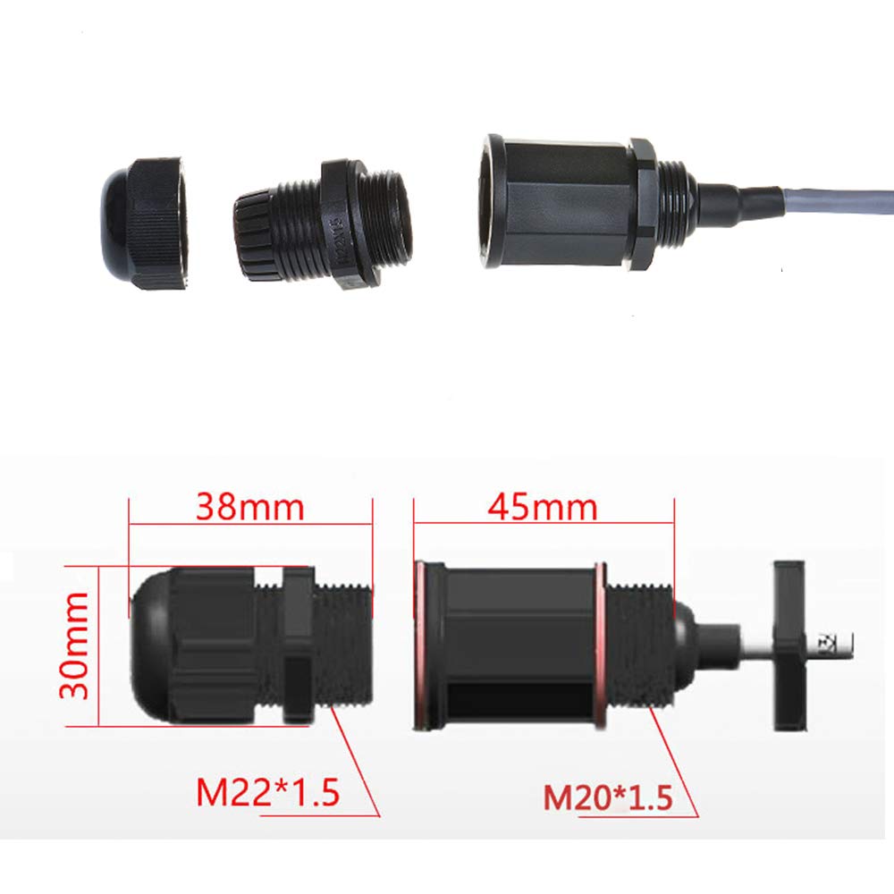 Anmbest 5Pcs M20 Rj45 Waterproof Cat5 8P8C Connector Ip67 Ethernet Lan Cable Connector Double Head With Cat5 Network Cable Outdo