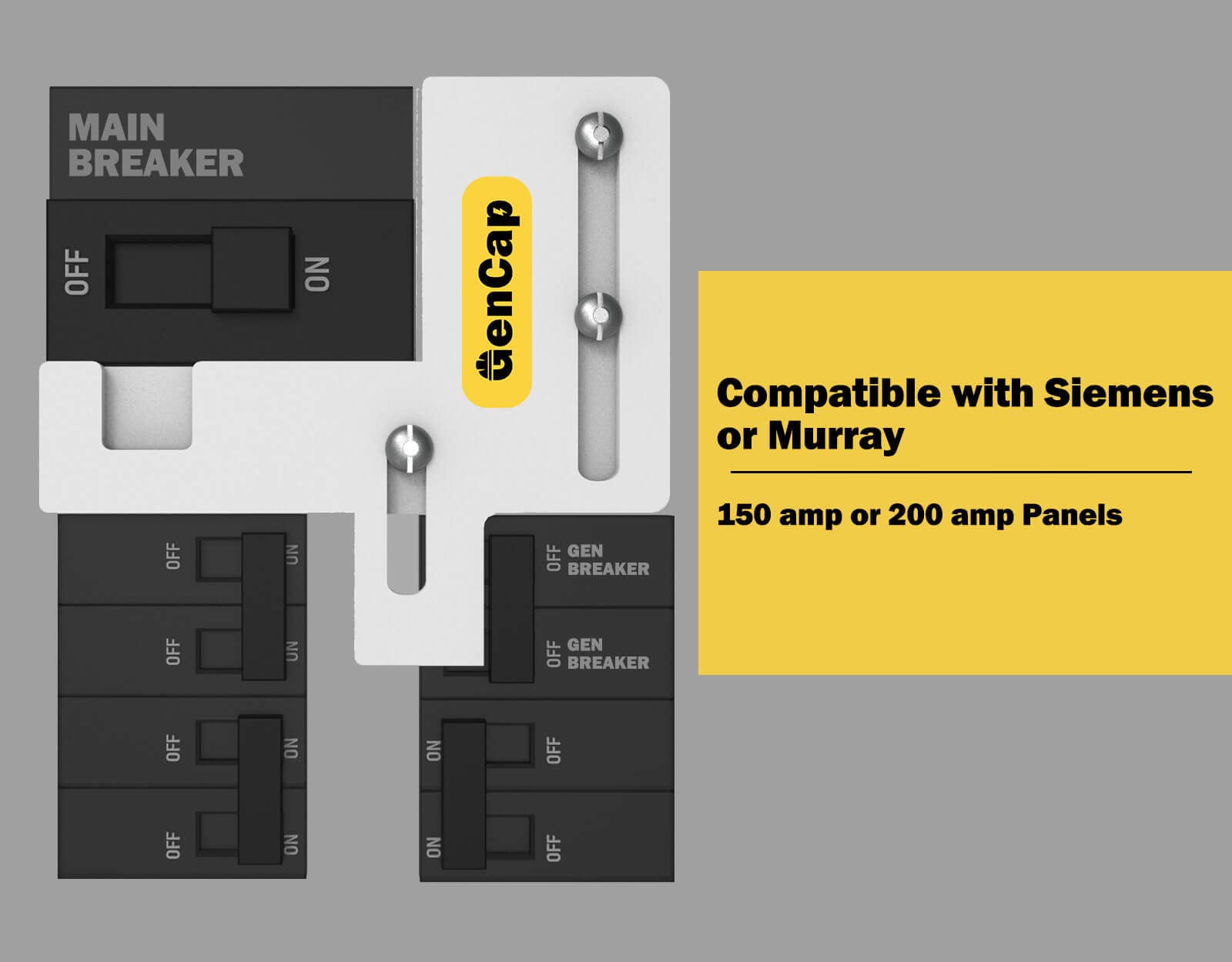 Gencap Generator Interlock Kit Compatible With Murray Or Siemens 150 Amp Or 200 Amp Panels, For Safe Usage Of Portable Power Dur