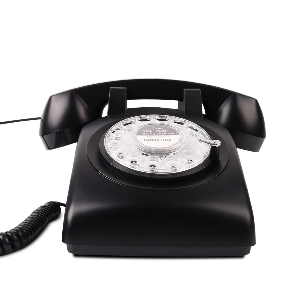 Mcheeta Rotary Phone, Retro Rotary Dial Phone, 80S Vintage Old Telephone For Landline, Corded Landline Phones For Home, Yellow