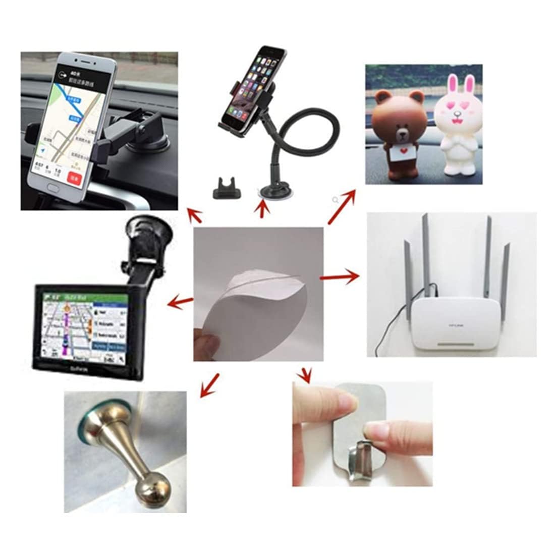 Mgqfy 4 Pcs 80Mm (3.15'') Circular Double Side Sticker Dashboard/Windshield Pad Mounting Disk For Suction Cup Car Phone Mount Ho