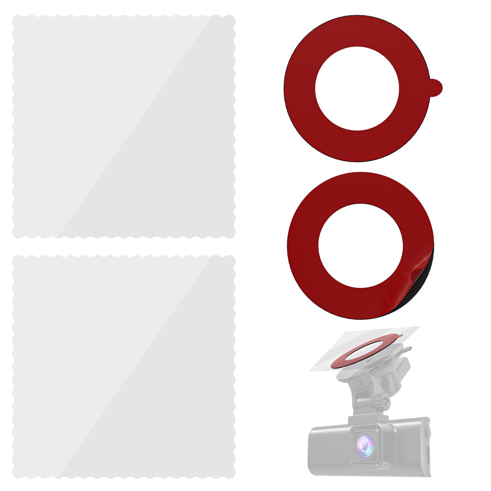 Redtiger Round Double Sided Adhesive Pad And Electrostatic Stickers,Suitable For Dash Cam Suction Cup Mounting,Enhanced Safety A