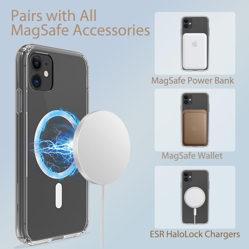Magnetic For Iphone 11 Case,Compatible With Magsafe,Shockproof Anti Scratch Clear Thin Slim Phone Case.Clear Magnetic.