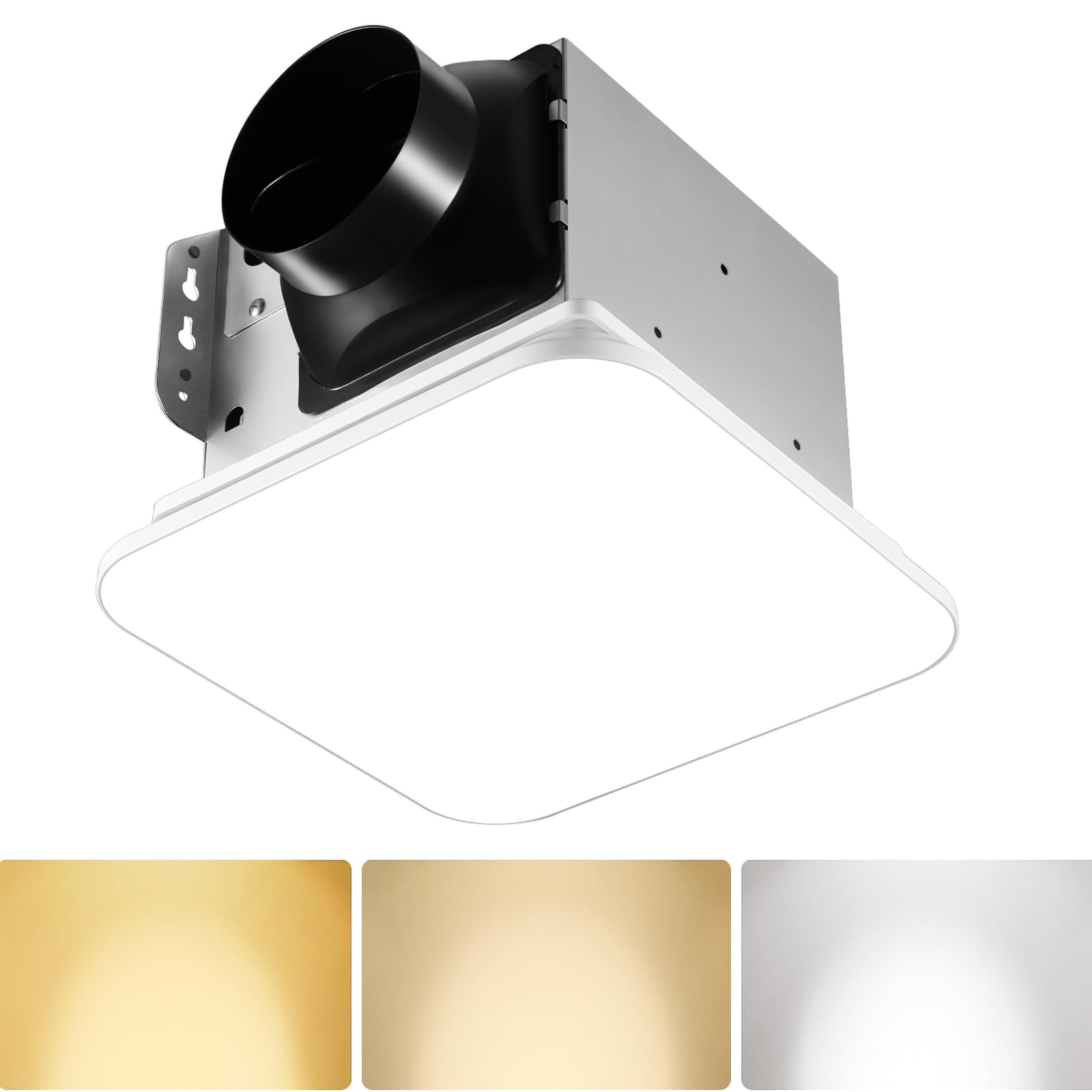 Joeaonz Bathroom Exhaust Fan With Light 110 Cfm Household Quiet With Color Change, 3000K/4000K/5500K 1000Lm, 3 Color Temperature