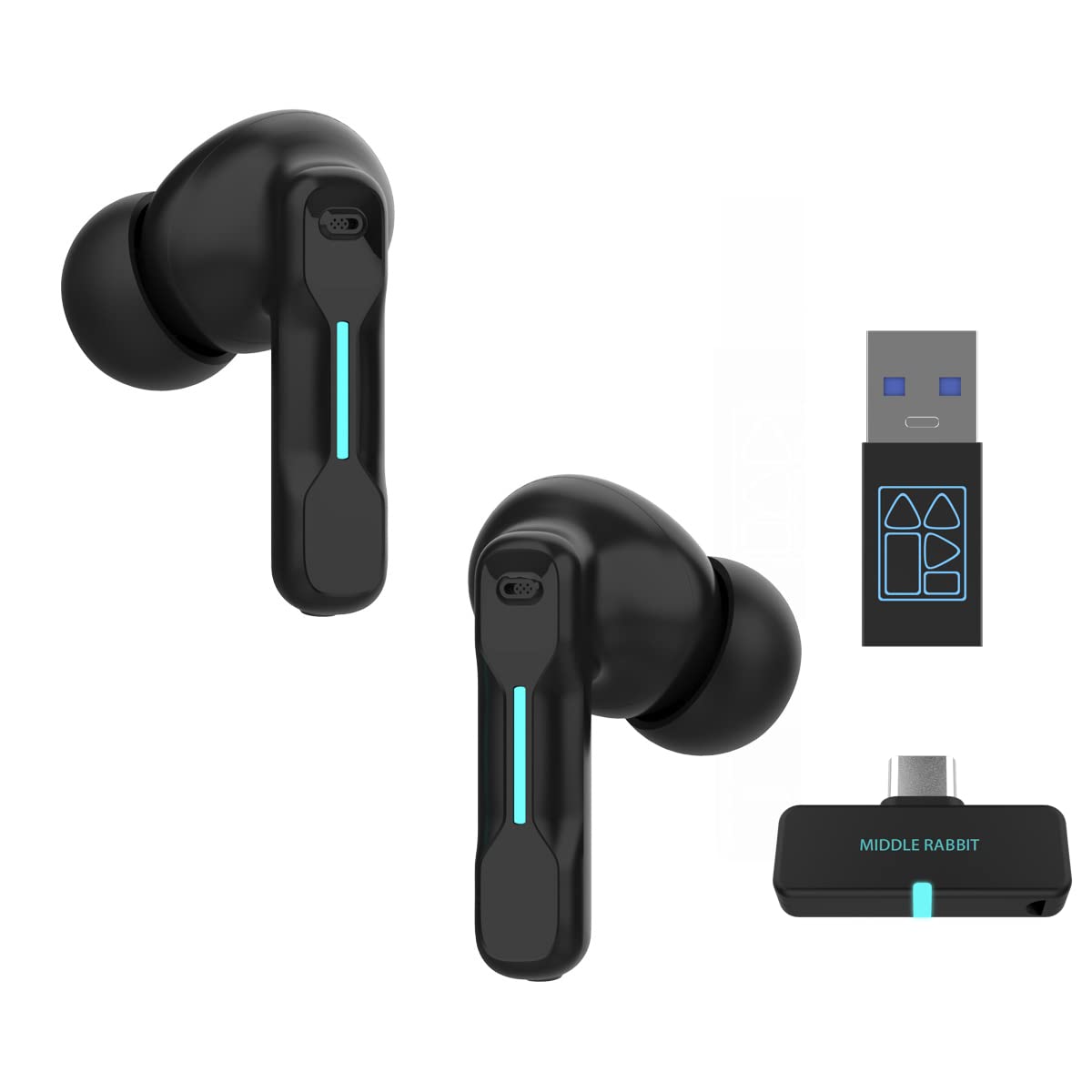 FEDIKER SW4 Pro Wireless Earbuds for PC/Computer/Laptop/Mobile - Dongle & Bluetooth - 20ms Low Latency - 4 Mics - Gaming - Work 