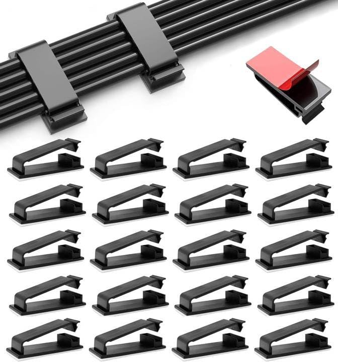 Moxware 40Pcs Strong Cable Clips, Upgraded Wall Wire Clamps For Cable Management Clips, Cord Clips Wire Holders For Wall, Under