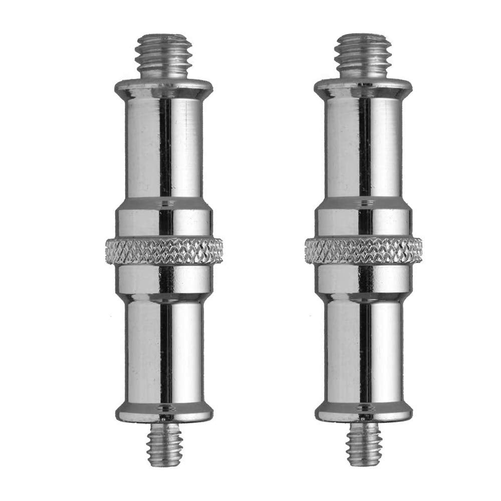 2 Pieces Standard 1/4 to 3/8 inch Metal Male Convertor Threaded Screw Adapter Spigot Stud for Studio Light Stand, Hotshoe/Coldsh