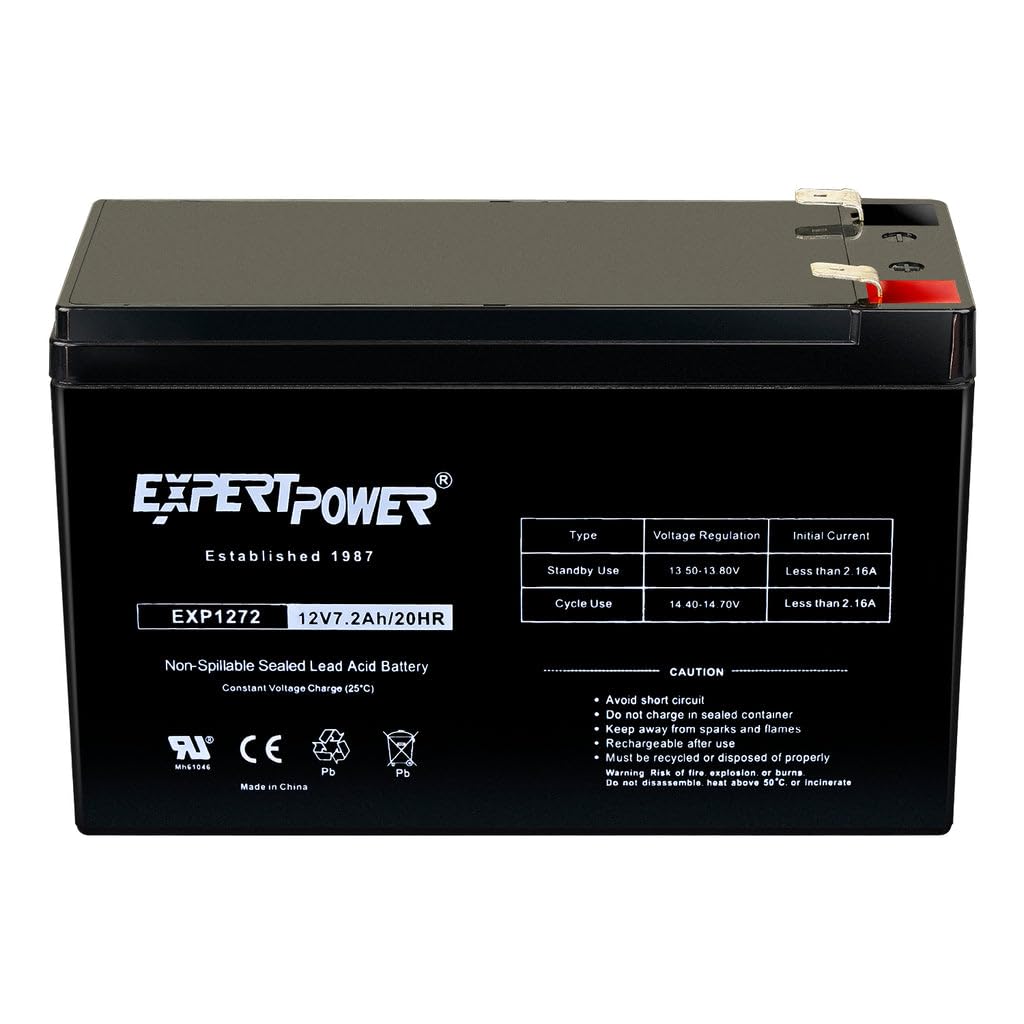 Expertpower 12V 7.2Ah Sealed Lead Acid (Sla) Rechargeable Battery For Security Alarm System With F2 Terminals || Exp1272