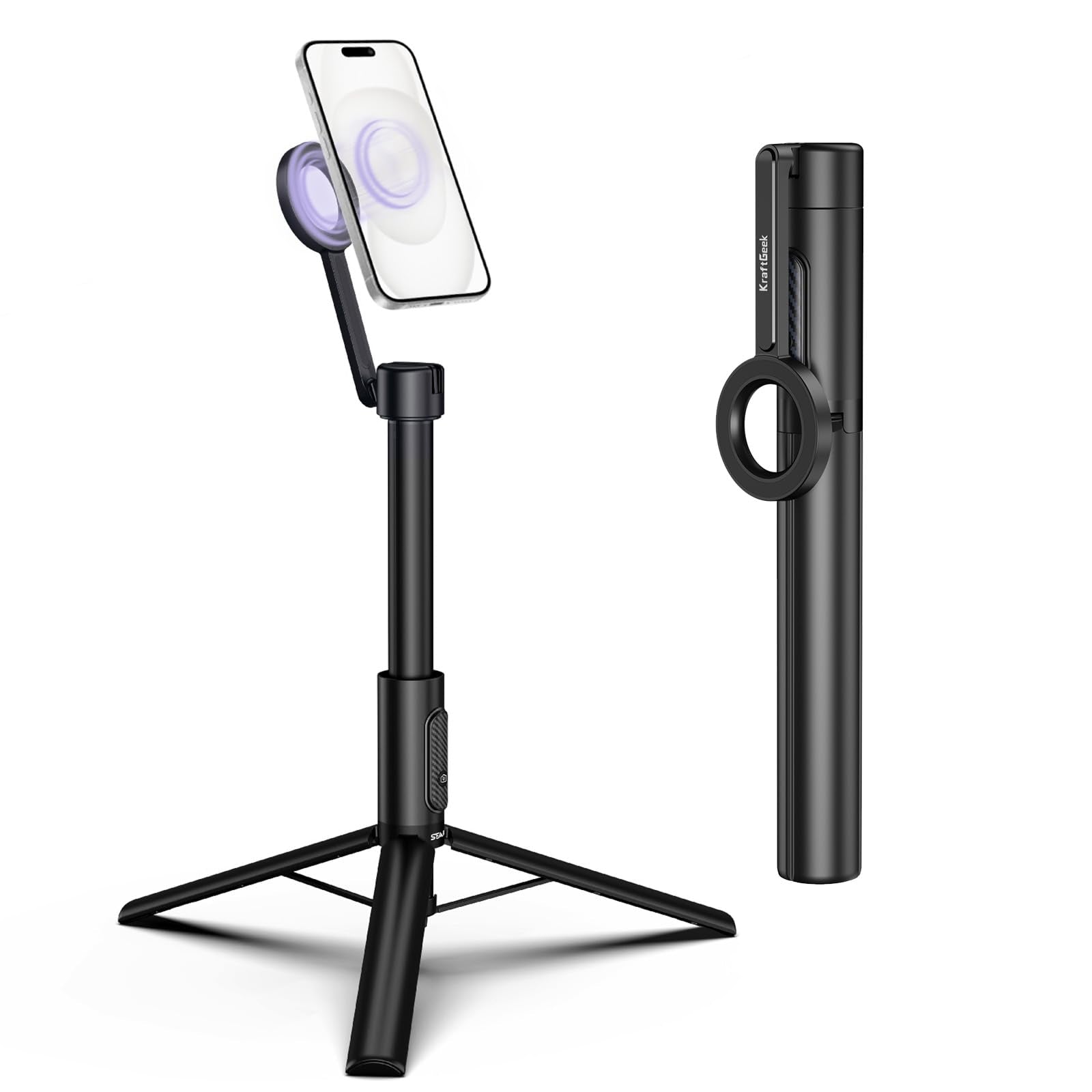 Kraftgeek Magnetic Tripod For Iphone, 64    Selfie Stick For Iphone Magsafe, Travel Tripod Stand With Remote For Cell Phone Vide