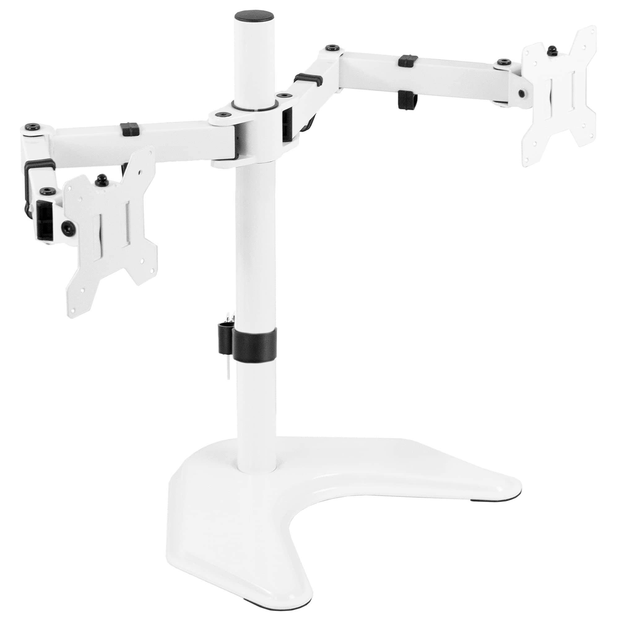 VIVO Dual LED LCD Monitor Mount, Free Standing Desk Stand for 2 Screens up to 27 Inch, Fully Adjustable Arms with Max VESA 100x100mm, Extra Large Base, White, STAND V002FW