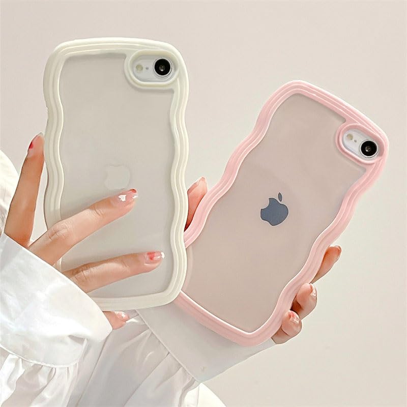 Qltypri Compatible With Iphone 7/8/Se Case, Cute Curly Wave Frame Clear Case For Girls Women, Transparent Soft Silicone Tpu Bump