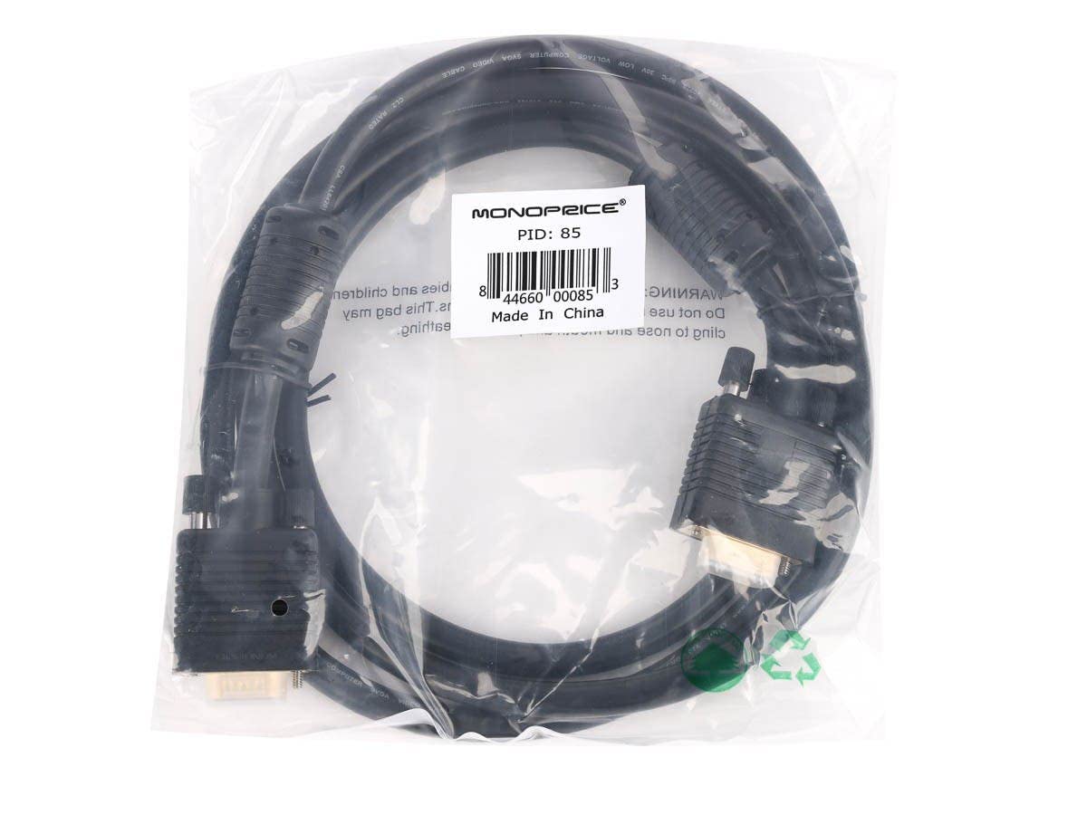 Monoprice 6Ft Svga Super Vga M/M Monitor Cable W/ Ferrites (Gold Plated)