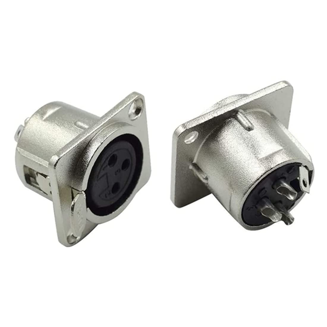 Bnafes 6Pcs Xlr 3 Pin Female Jack Socket Audio Speaker Panel Mount Connector Adapter For Microphone