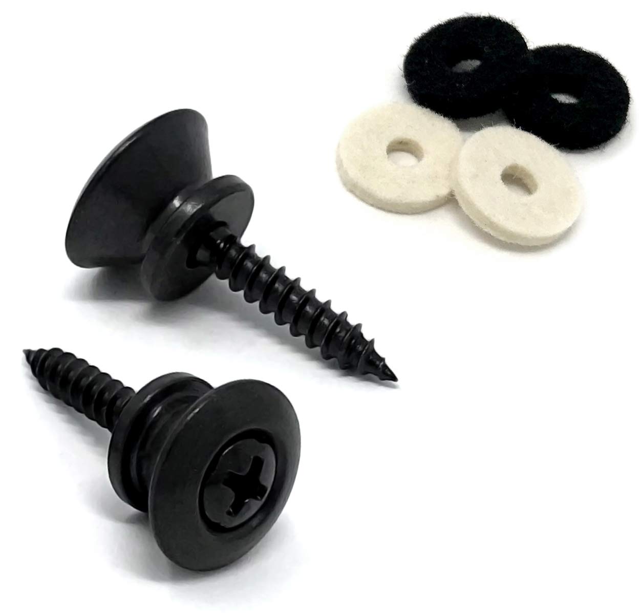 Vintage Forge Guitar Strap Buttons Black Modern Style Universal Fit For Acoustic And Electric Guitar And Bass (2) With Screws An