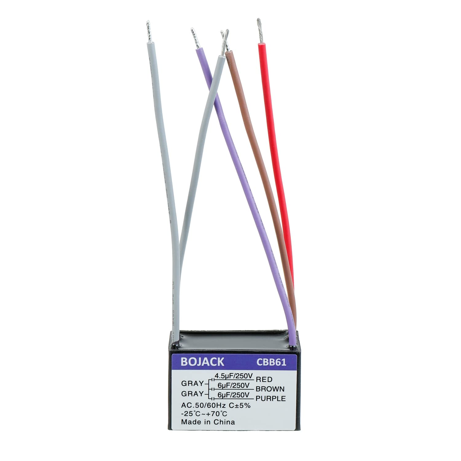 Bojack Cbb61 4.5Uf+6Uf+6Uf 250V Ac Ceiling Fan Starting Capacitor For Compatible With Harbor Breeze & New Tech 5 Wire(Pack Of 1