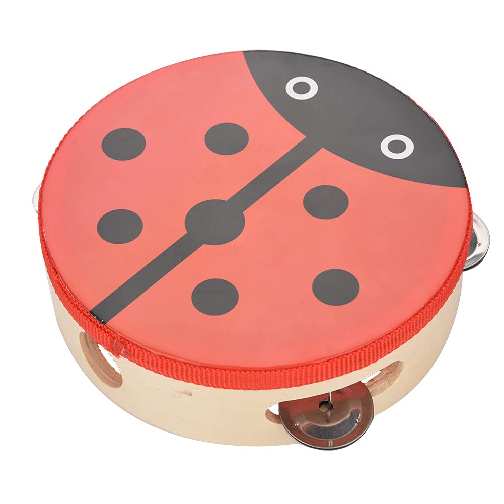 Tambourine Drum Bell, Attractive 15Cm Cute Patterns Colorful Wooden Handheld Tambourine Wood, for Sing Or Dance Accompaniment(Be