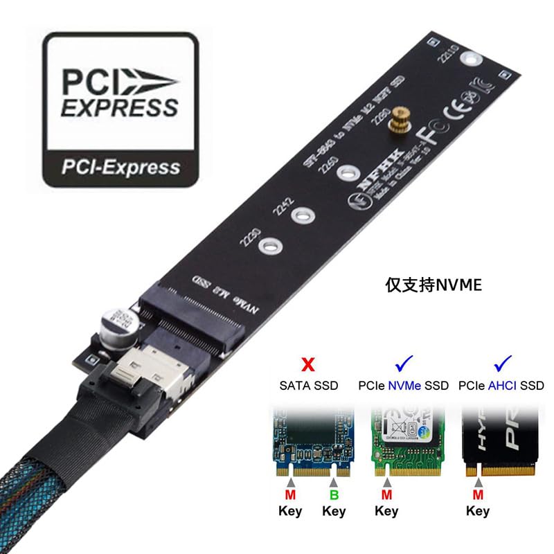 Nfhk Ngff M-Key Nvme Male To Female Extension Cable 40Cm With Sff-8654 Connector For Mainboard Ssd 2280/22110
