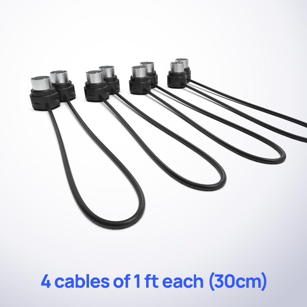 Cme Midi Cable 4 Pack   1Ft / 30Cm, 5 Pin Din, Low Profile   Mirrored 45 Degree Angled Ultra Thin Plugs For Compact Spaces   Ide