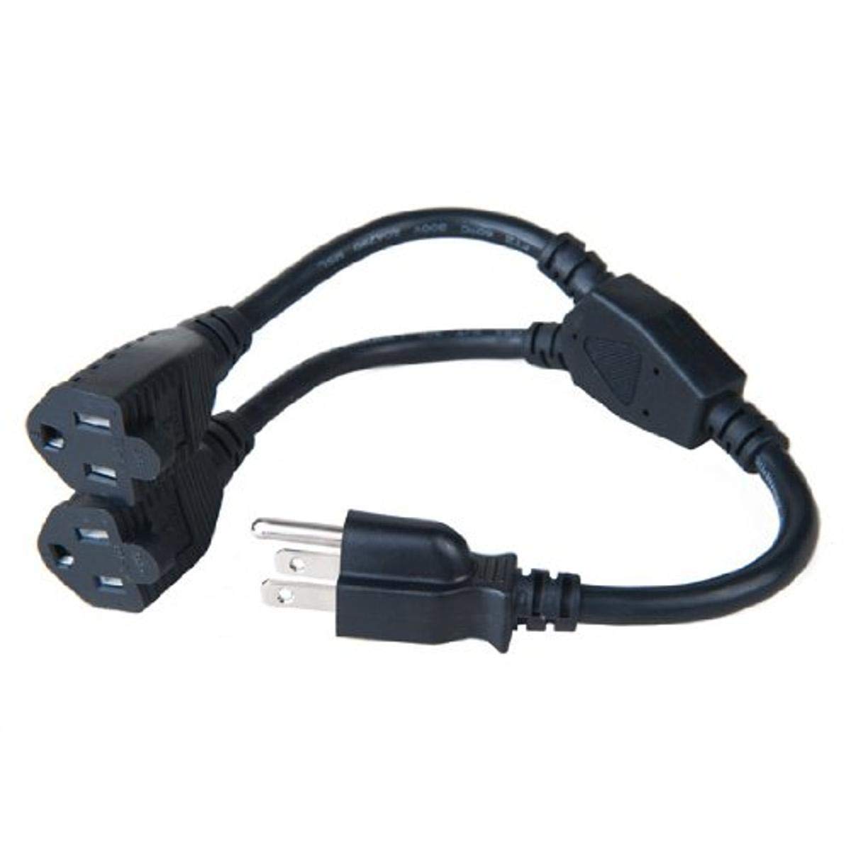 Link Depot US 3 Prong 1 Male to 2 Female Power Cord Splitter