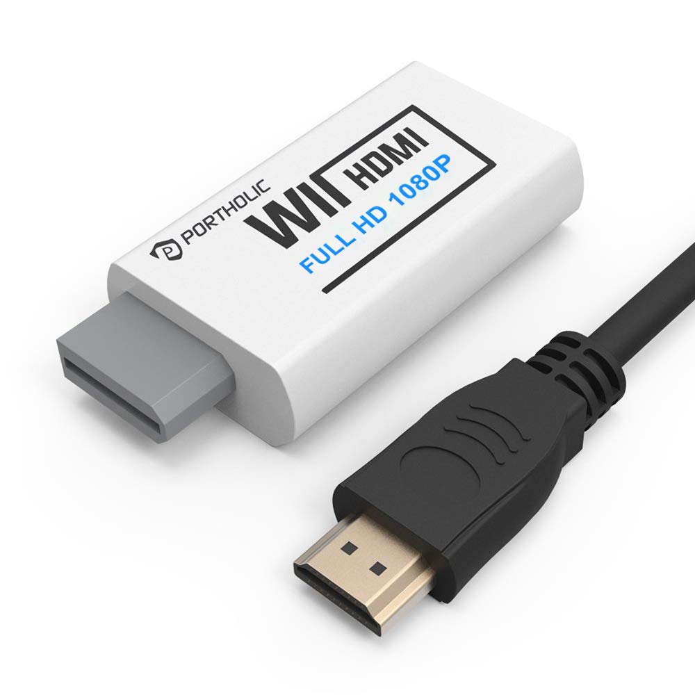 Portholic Wii To Hdmi Converter 1080P With 5Ft High Speed Hdmi Cable Wii2 Hdmi Adapter Output Video&Audio With 3.5Mm Jack Audio,