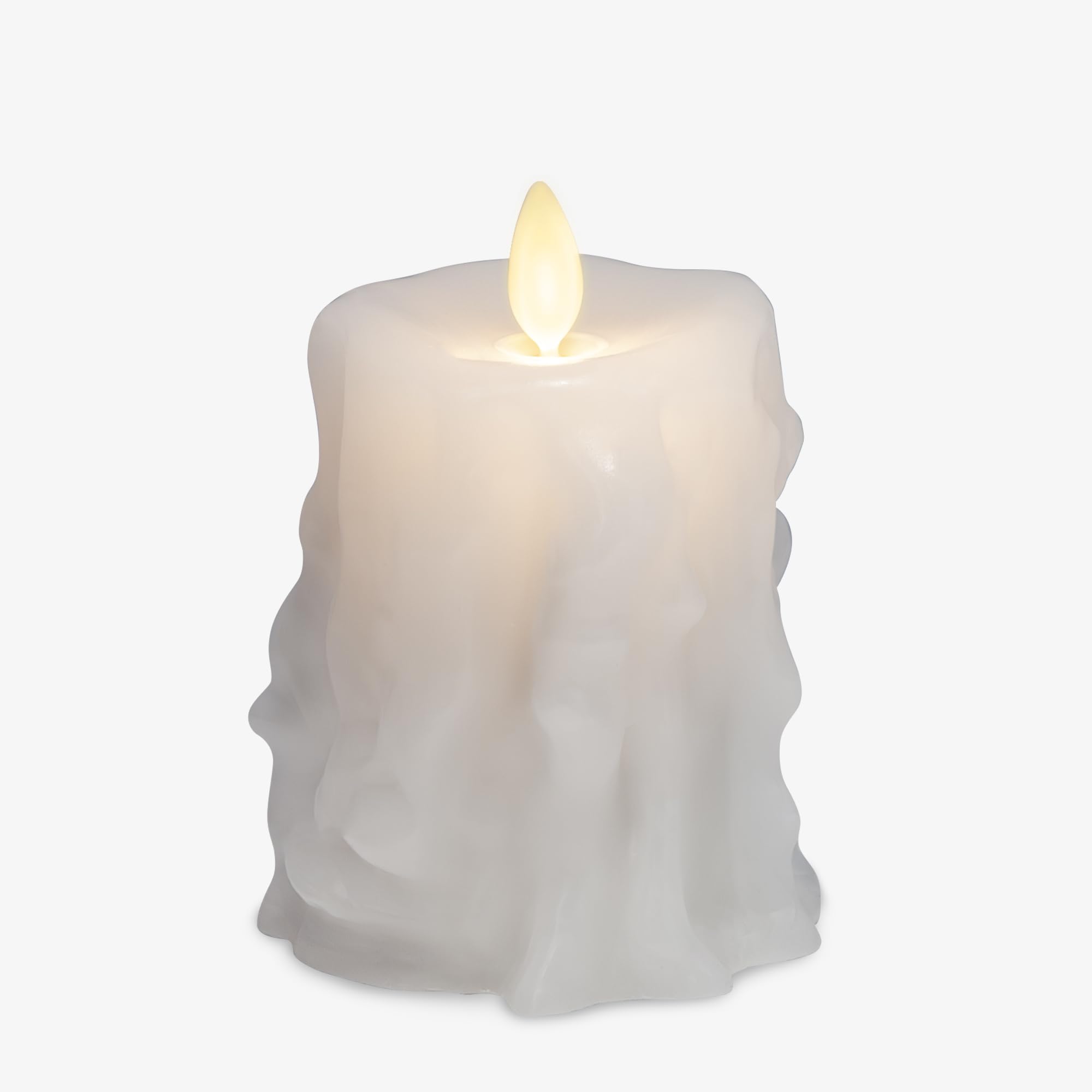 Luminara White Heavy Drip Flameless Candle Pillar, 3.4 X 4.5 Inch, Unscented, Led, Real Wax, Timer Function