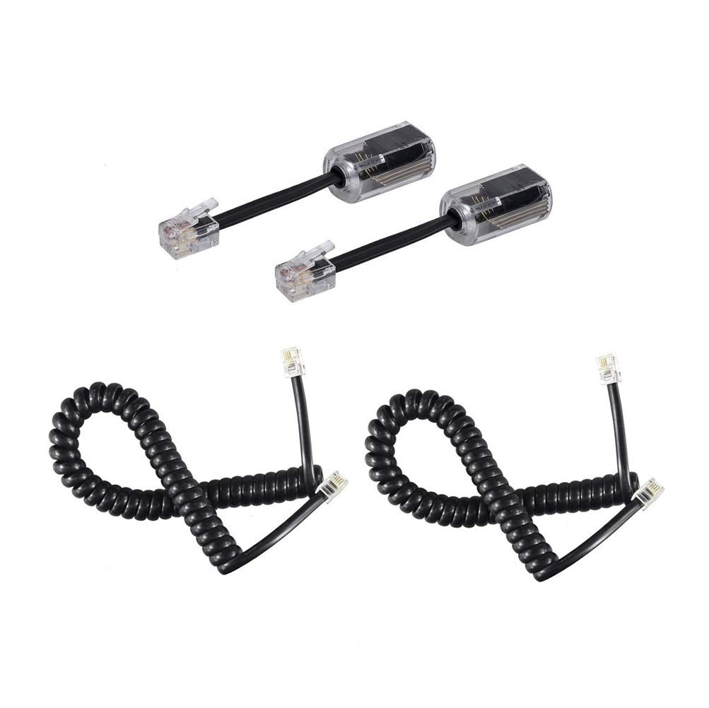 Yienfbev Telephone Handset Cord Detangler 2 Sets, 2 Pack 360 Degree Rotating/Anti Tangle Landline Cable And 2 Pack Telephone Han