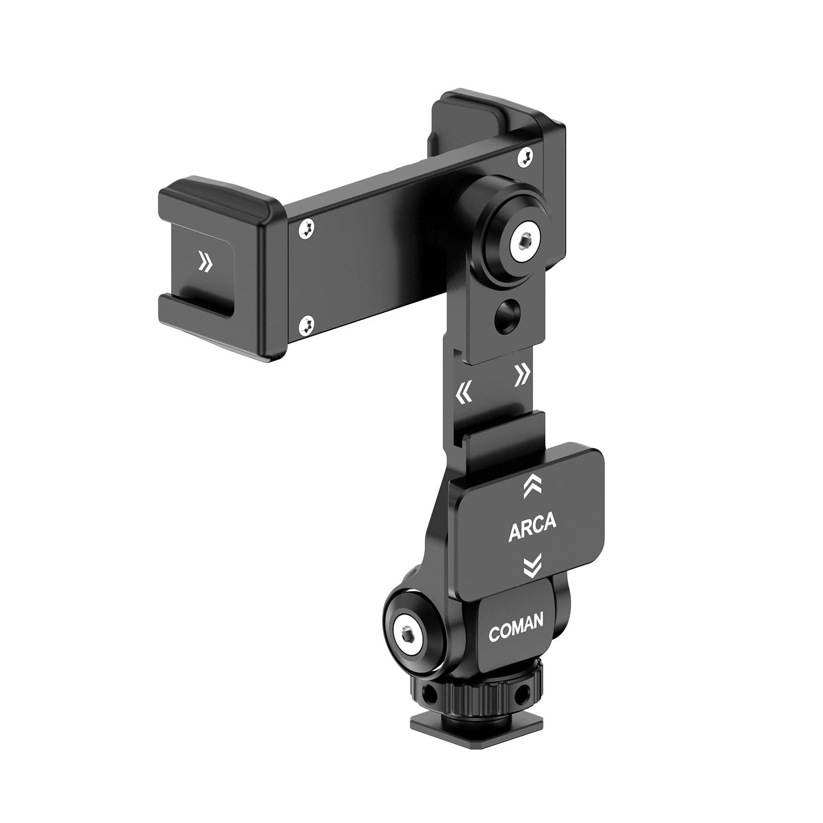 Metal Phone Tripod Mount - Holder Stand With 3 Cold Shoes & Arca Port, Universal Smartphone Mount Adapter, 360 Rotates Adjustabl