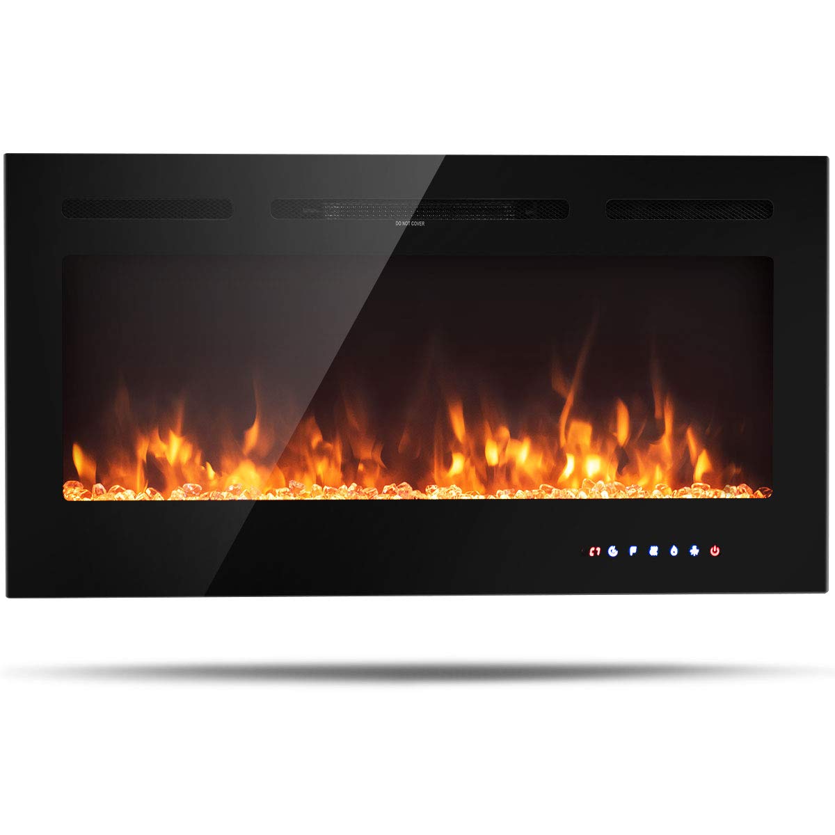 Tangkula 40 Inches Electric Fireplace Insert With Thermostat, In Wall Recessed And Wall Mounted 1500 W Faux Fireplace, Touch Scr