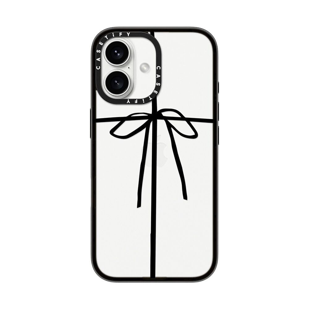 Casetify Compact Case For Iphone 16 [Lightweight / 4 Ft. 2X Military Grade Drop Protection/Slim]   Wrapped In A Bow   Clear Blac