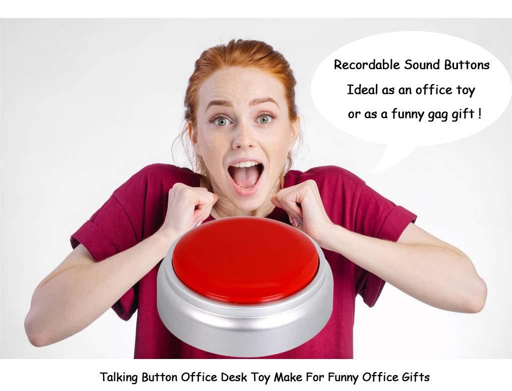 Netual Voice Recording Button - 30S Recordable Plastic Dog Communication Button, Red/Silver, Battery Included