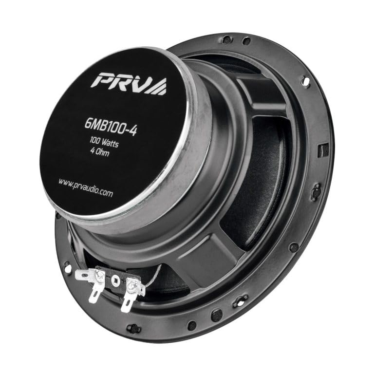 PRV AUDIO 6.5 Inch Car Speakers, 200 Watts, 4 Ohm, Model 6MB100-4, Black, Shallow Profile, Factory Replacement (Pair)