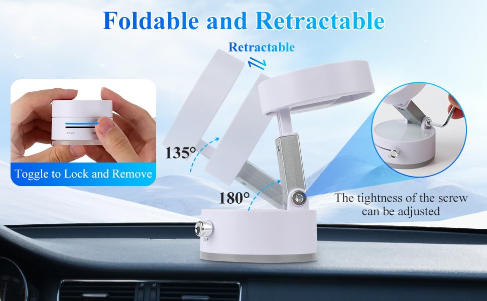 Fachooi Car Phone Holder Upgraded Vacuum Magnetic Phone Holder For Car With N55 Strong Magnet, Adjustable Suction Cup Phone Moun