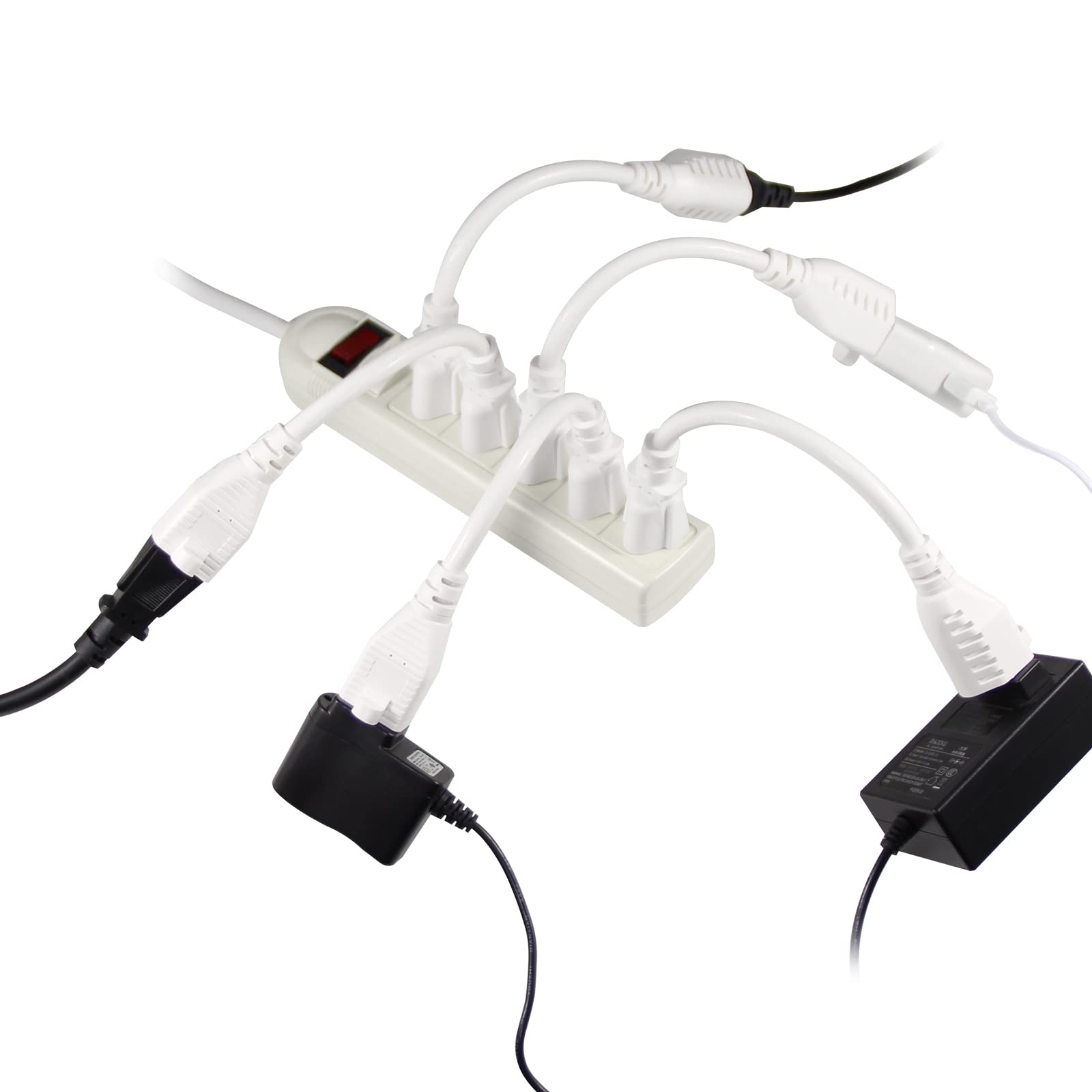 Kuncan Short Power Extension Cord   8 Inches 3 Prong Grounded Outlet Saver 16Awg/13A Heavy Duty Power Cord (Nema 5 15P To Nema 5