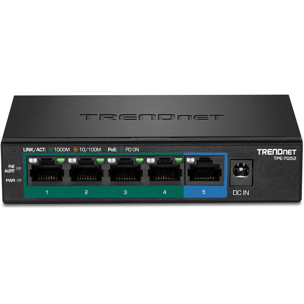 Trendnet 5-Port Gigabit Poe+ Switch, 32W Poe Power Budget, 10Gbps Switching Capacity, Ieee 802.1P Qos, Dscp Pass-Through Support