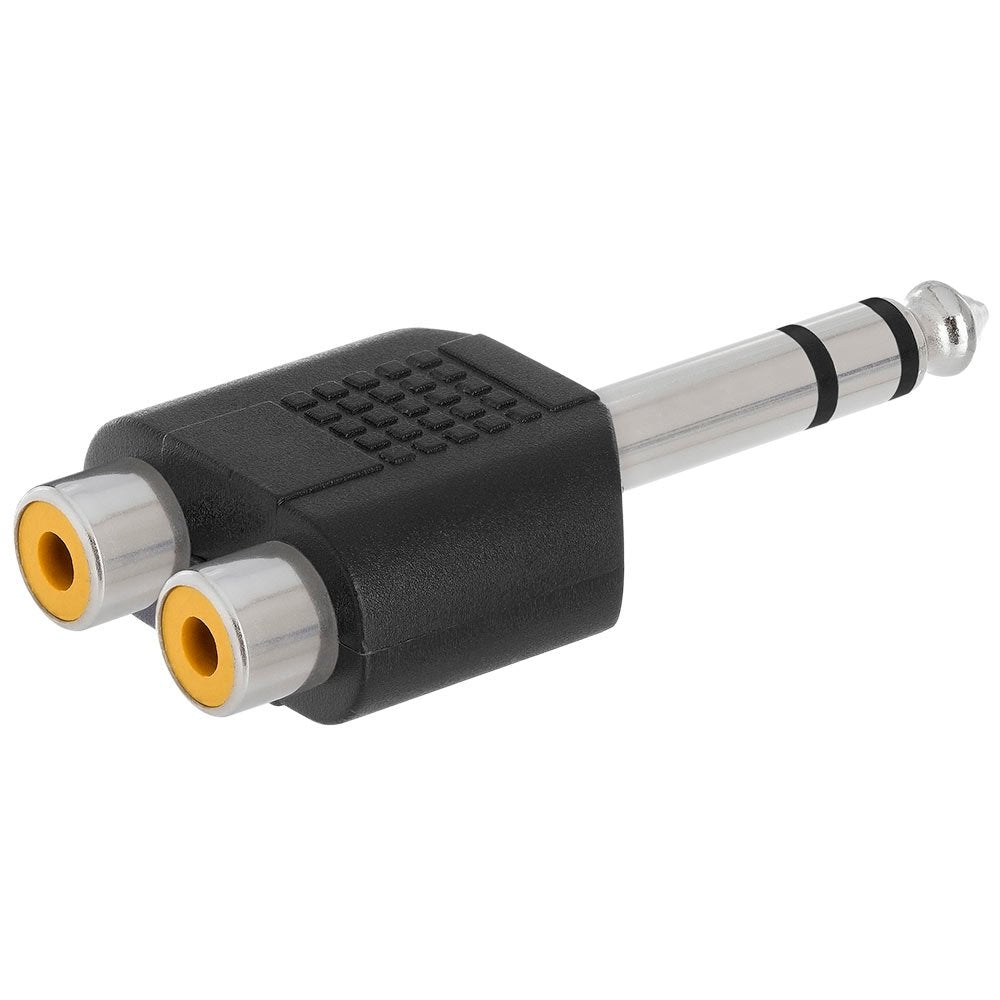 Cmple   6.35Mm Stereo Plug To 2Xrca Jack Adapter
