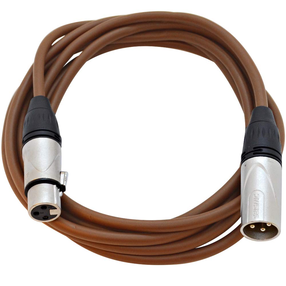 Seismic Audio - Saxlx-10Brown-6Pack - 6 Pack Of 10 Foot Brown Xlr Patch Cables Mic Cords - 3 Pin Xlr Male To Xlr Female Micropho
