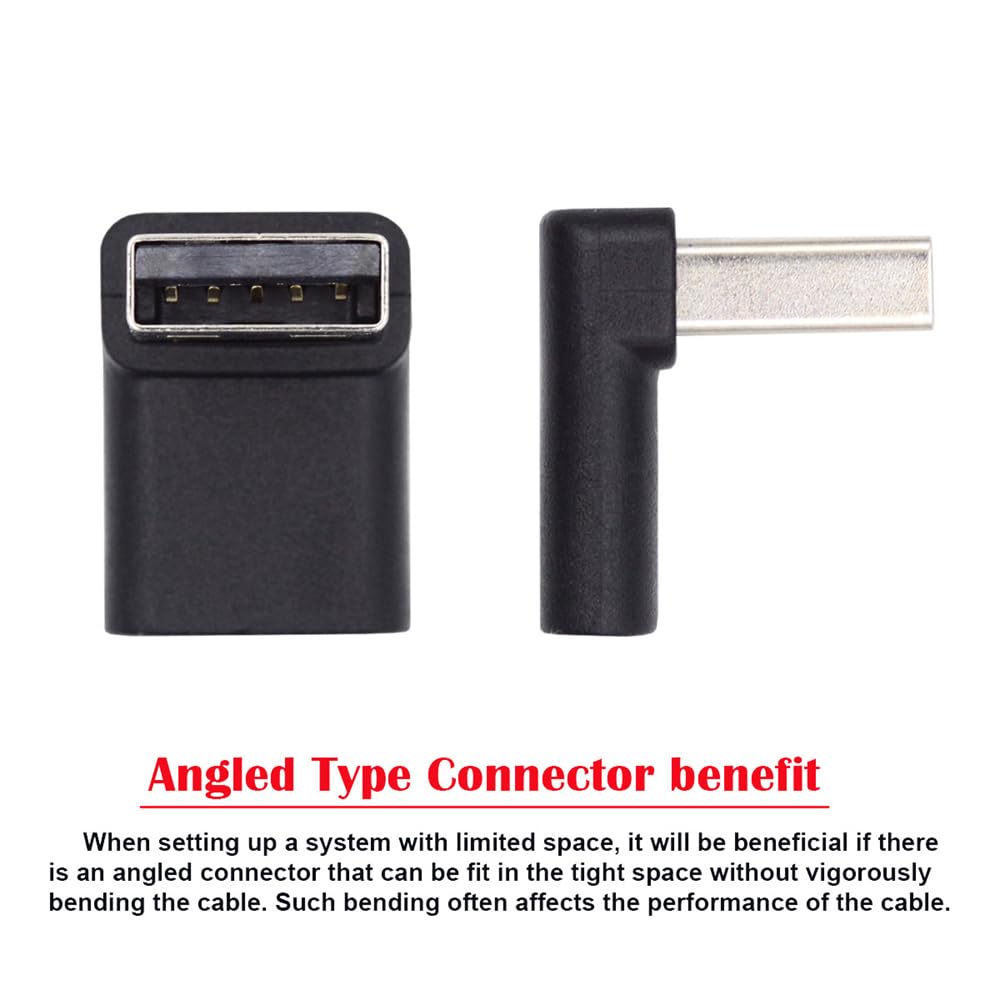 Nfhk Usb C Type C Female 90 Degree Up Angled To Usb 3.0 A Male Data Adapter For Laptop Desktop