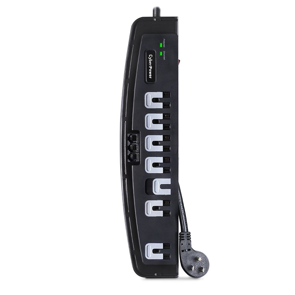 Cyberpower Csp708T Professional Surge Protector + Tel Protection, 1650J/125V, 7 Outlets, 8Ft Power Cord