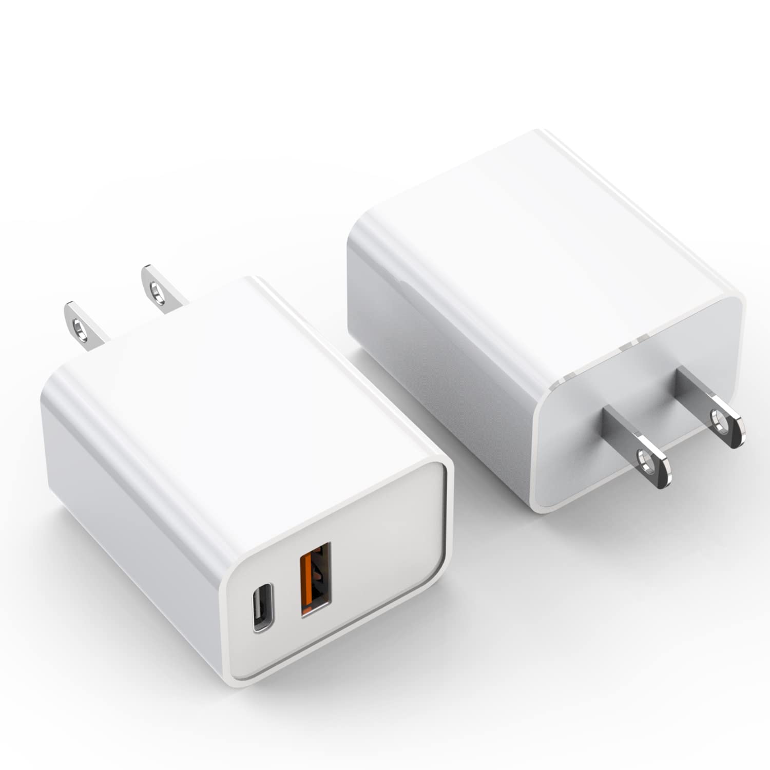 iPhone 17/16 Charger Block, 2Pack 20W Dual Port PD Fast USB C Wall Charger Adapter + USB A Quick Charging Brick Plug Compatible 