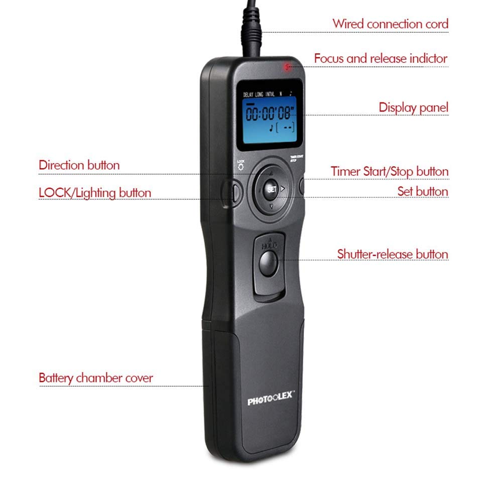 Photoolex Intervalometer Digital Camera Remote Shutter Release Controller Lcd Timer Control With Cord For Canon Eos Rebel T6 T7