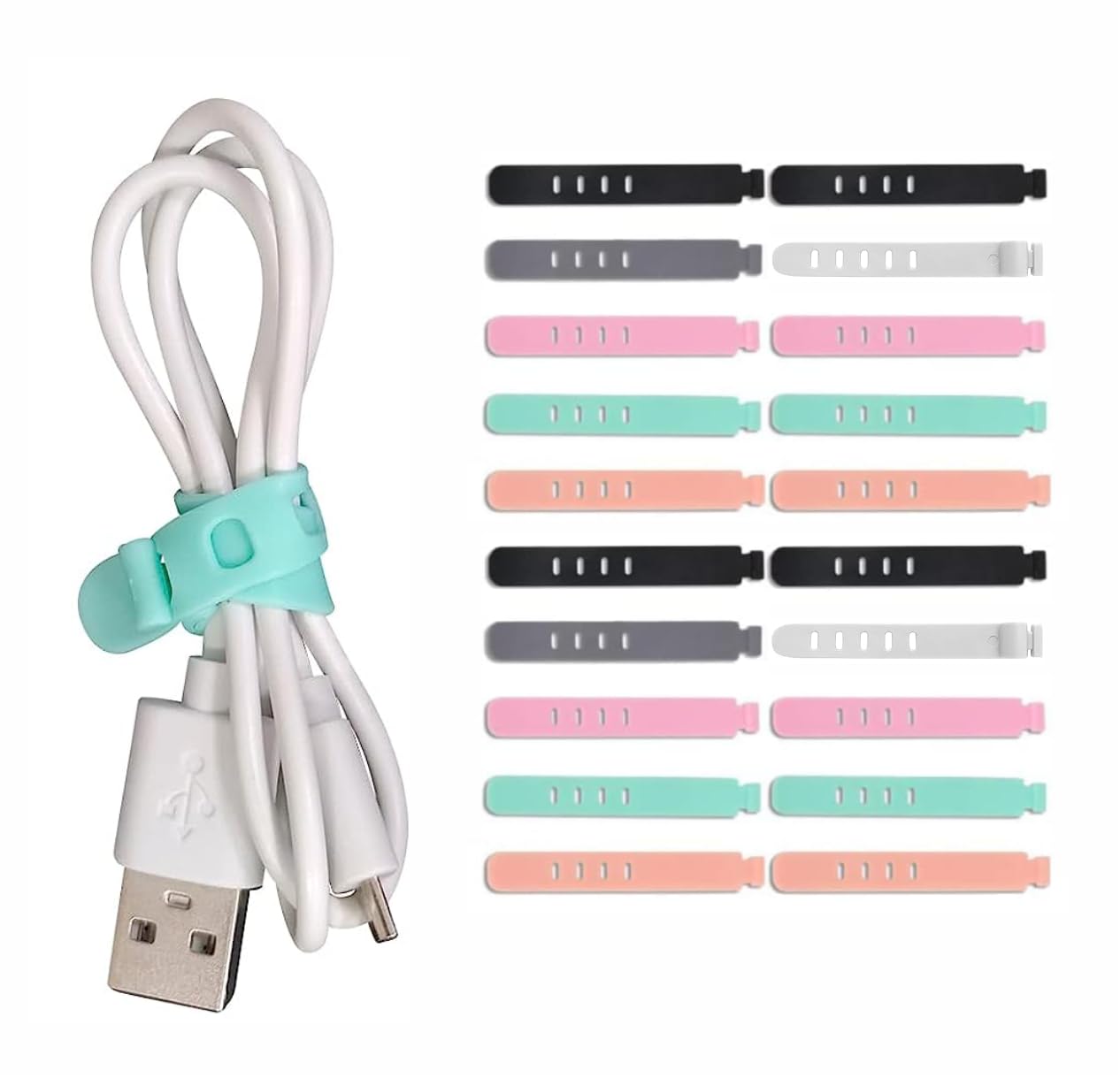 Feora Adjustable Cord Organizer Cable Management Cable Ties Wire Organizer Cord Straps Reusable For Home Office Usb Desk Electro