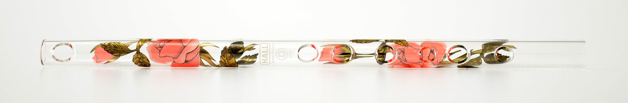 Hall Crystal Flute 11014   Inline Glass Piccolo In D   Rose/Gold