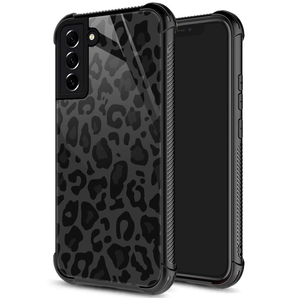 Samsung Galaxy S21 Fe Case,Black And Grey Leopard Galaxy S21 Fe Cases For Girls Womens,Pattern Design Shockproof Anti Scratch Or
