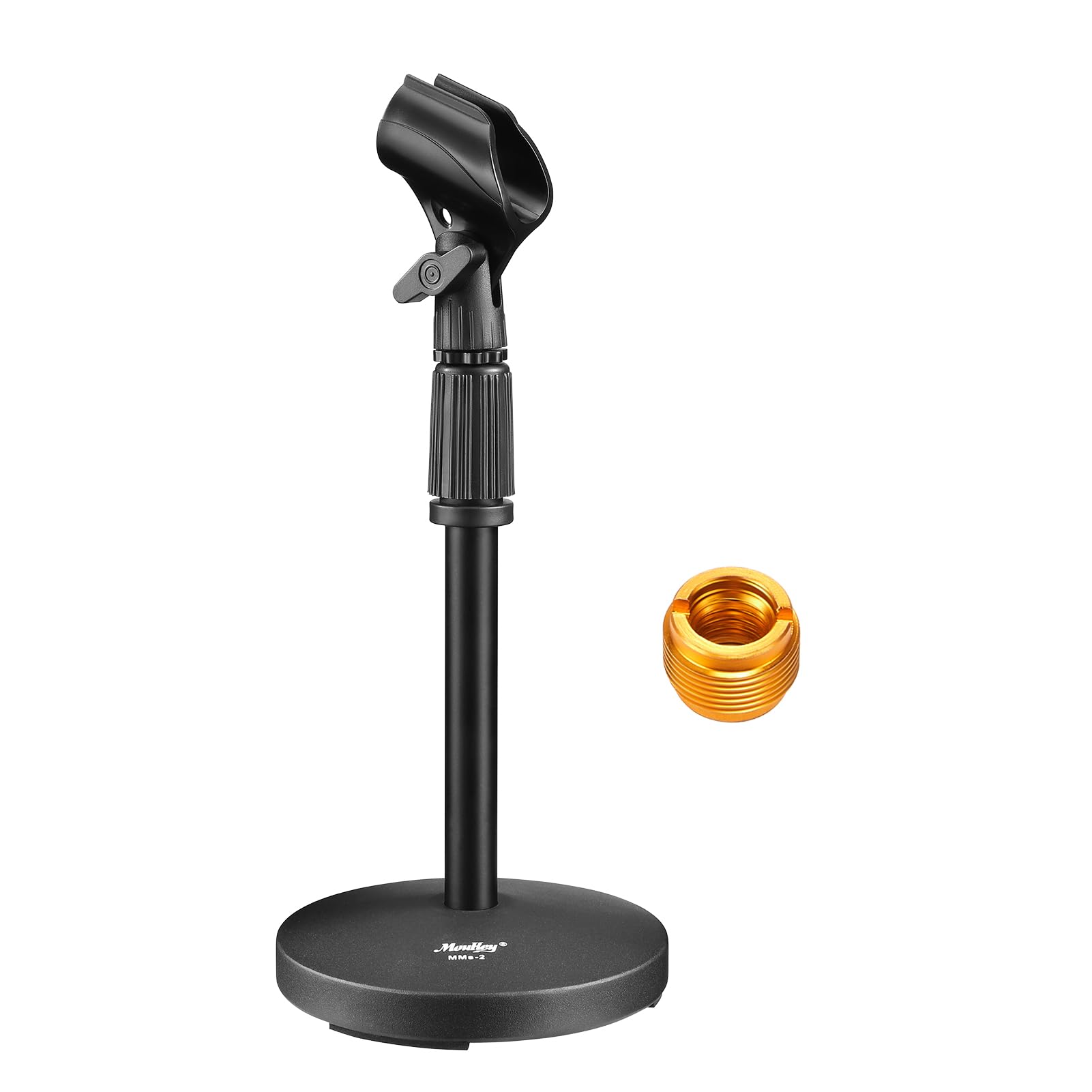 Moukey Desktop Microphone Stand, Adjustable Table Mic Stand With Mic Clip And 5/8' Male To 3/8' Female Screw For Blue Yeti Snowball Spark And Other Microphones, Mms 2