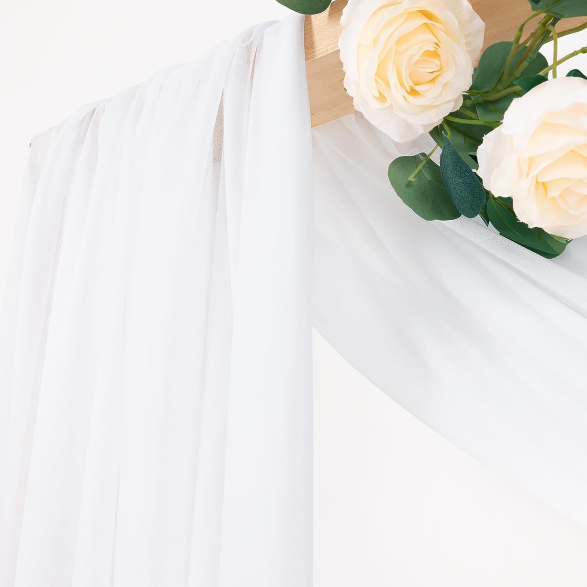Mlmc Wedding Arch Draping Fabric 1 Panel 29'' X 20Ft White Chiffon Drapery Sheer Backdrop Curtains For Ceremony Wedding Party Ce