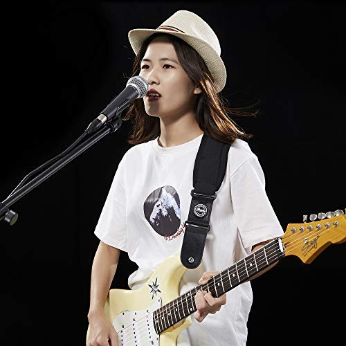 Amumu Sbr Guitar Strap With 3.3'' Wide Rubber Padded For Electric Guitar Bass Guitar Adjustable Length From 44'' To 57''