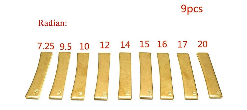 Jiayouy Luthier Tools Set Guitar Bass Fret Press Caul Fingerboard Pressing Tool + 9Pcs Brass Radian Fret Inserts With Hex Wrench