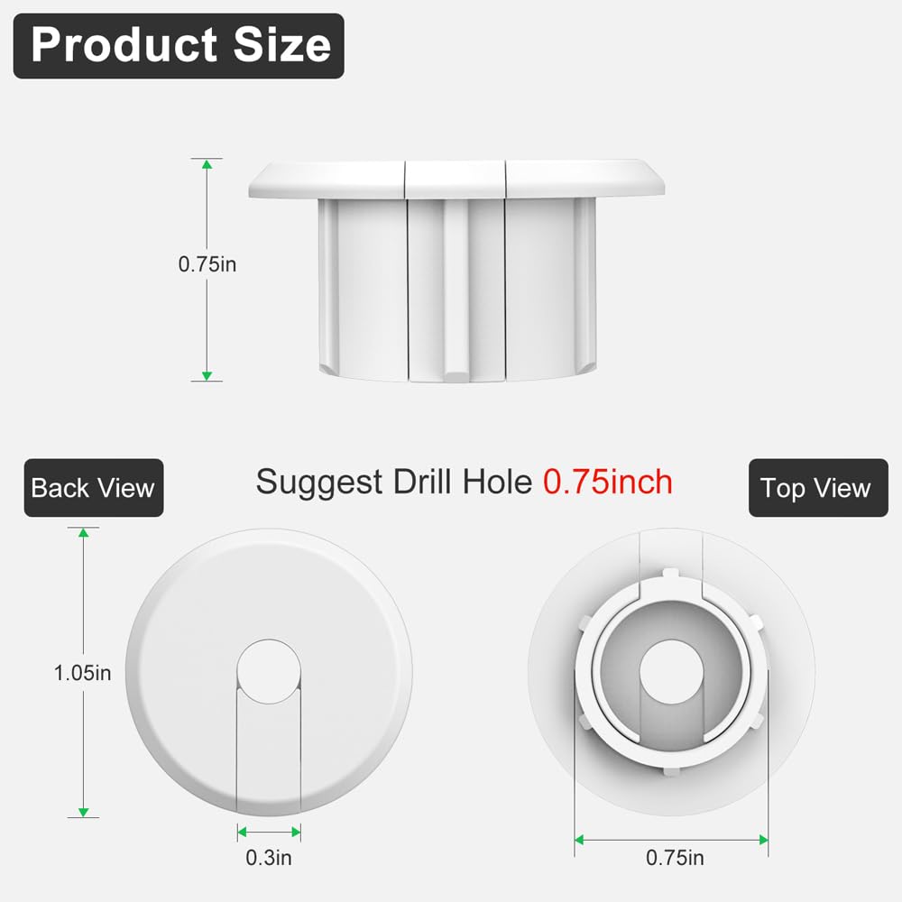 Bywen Furniture Wall Hole Bushing Cable Grommet For Starlink Ethernet Cable,Covering 3/4 Inch Desk Holes,Universal Cable Managem